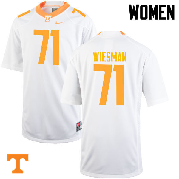 Women #71 Dylan Wiesman Tennessee Volunteers College Football Jerseys-White - Click Image to Close